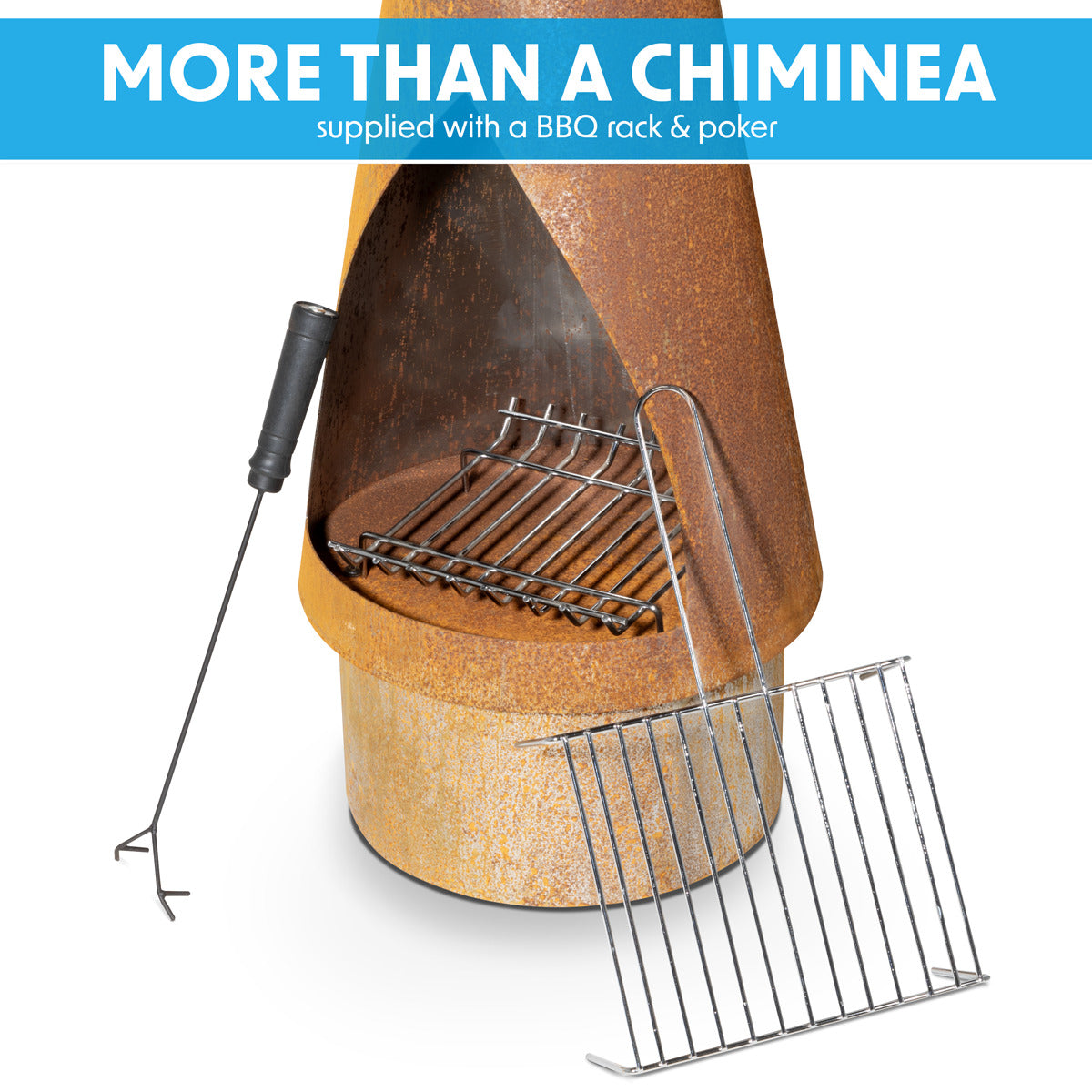 Dellonda Outdoor/Garden/Patio Conical Chiminea, Fireplace, Fire Pit, Heater, H127cm - Corten Steel DG110