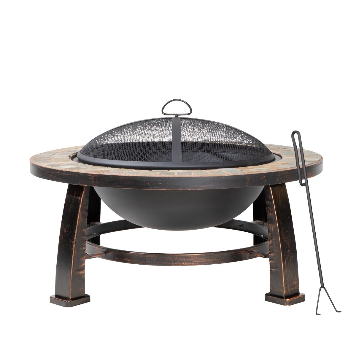 Dellonda 30" Deluxe Traditional Style Fire Pit/Fireplace/Outdoor Heater - Slate - Image 10