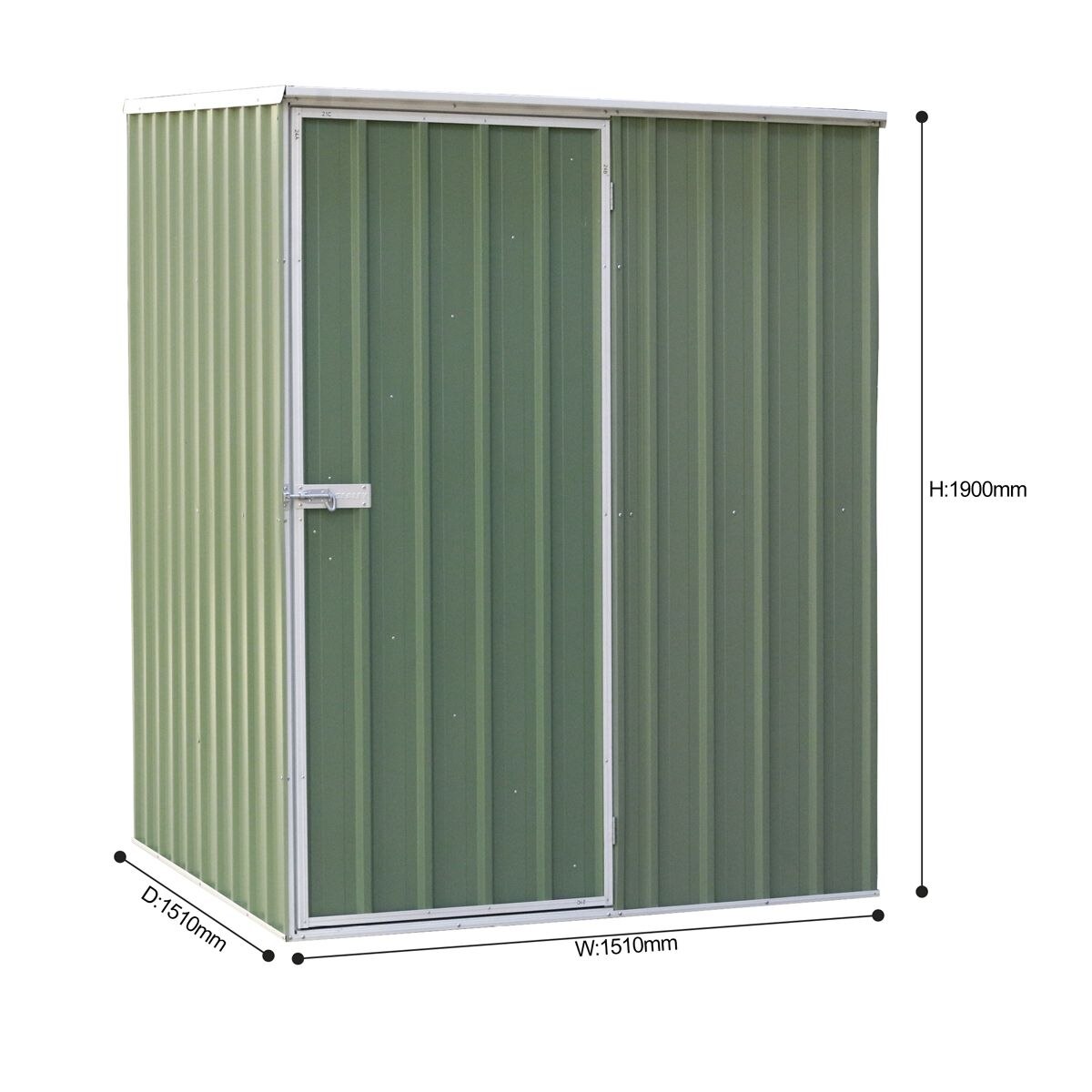 Dellonda Galvanized Steel Storage Shed with Pent Style Roof 151 x 151 x 200cm - Green - Image 5