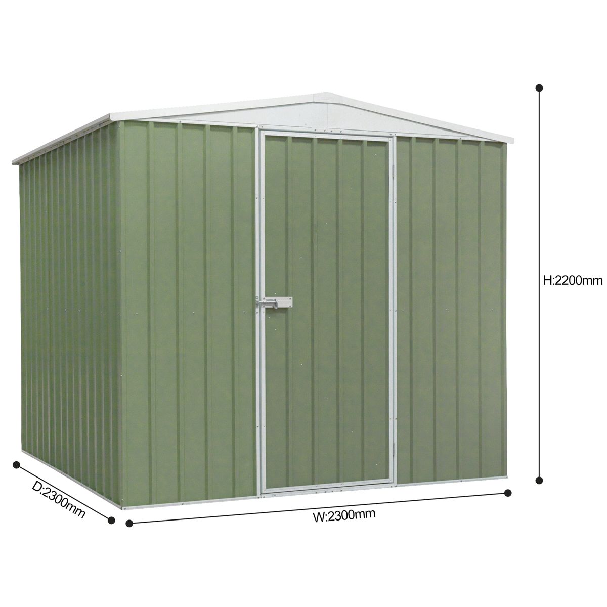 Dellonda Galvanized Steel Storage Shed with Apex Style Roof 230 x 230 x 220cm - Green - Image 2