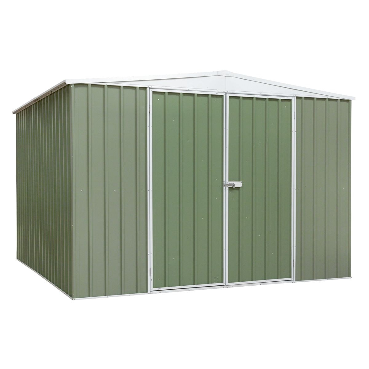 Dellonda Galvanized Steel Storage Shed with Apex Style Roof 300 x 300 x 220cm - Green - Image 1