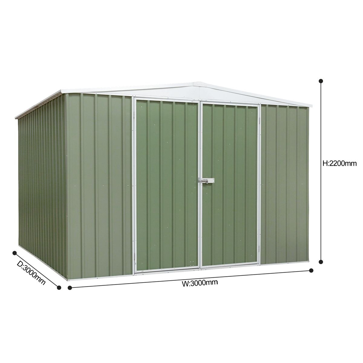 Dellonda Galvanized Steel Storage Shed with Apex Style Roof 300 x 300 x 220cm - Green - Image 5