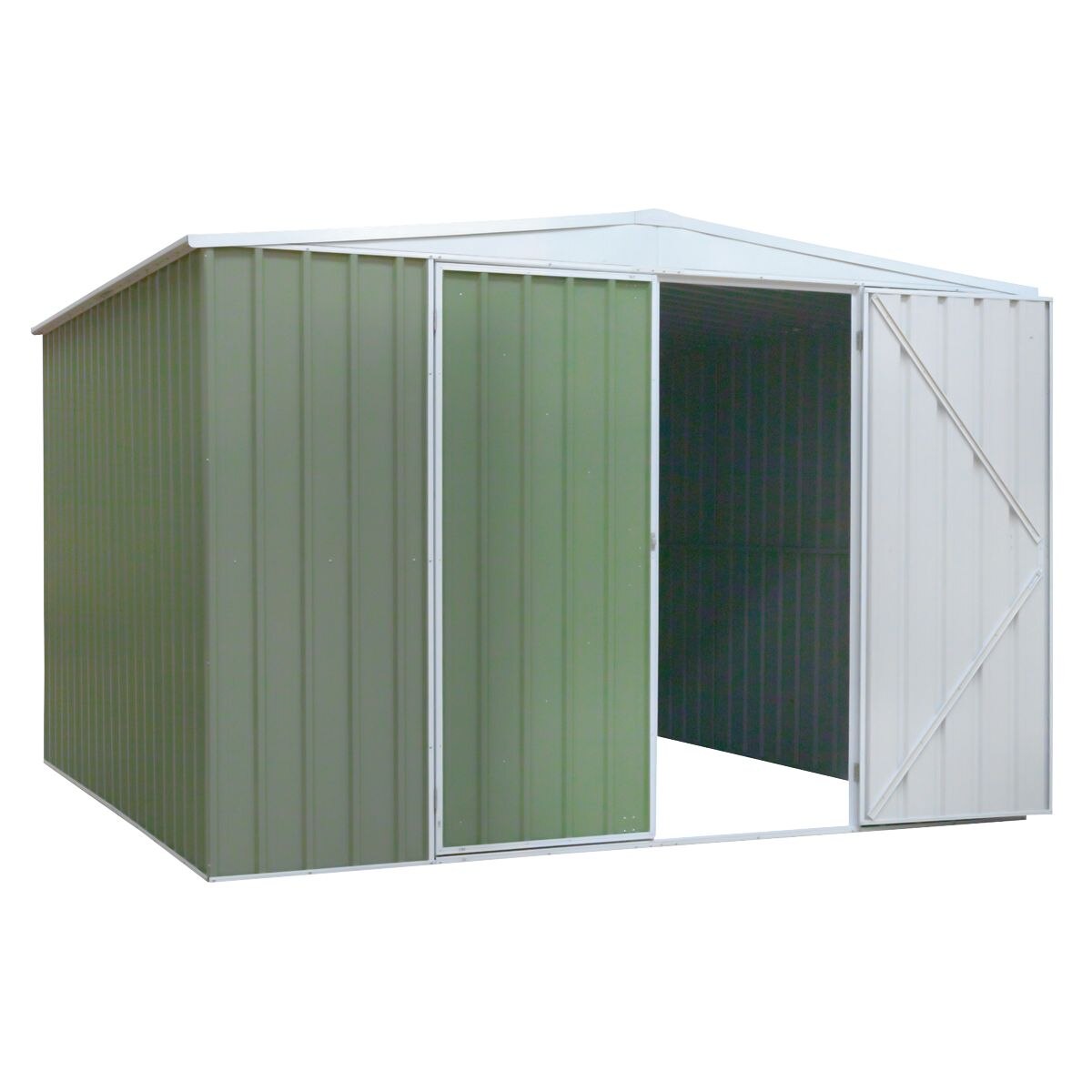 Dellonda Galvanized Steel Storage Shed with Apex Style Roof 300 x 300 x 220cm - Green - Image 7