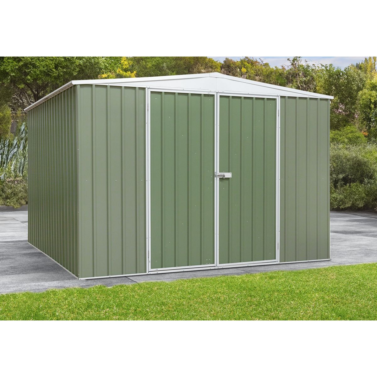 Dellonda Galvanized Steel Storage Shed with Apex Style Roof 300 x 300 x 220cm - Green - Image 8
