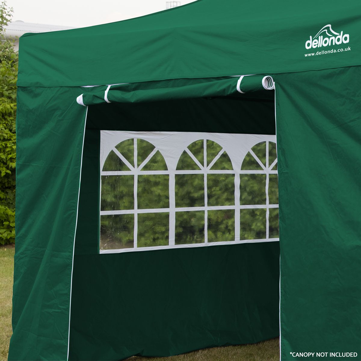 Dellonda Premium Side Walls/Doors/Windows for Gazebo/Marquee, Fits 2 x 2m Models - Dark Green - Image 7
