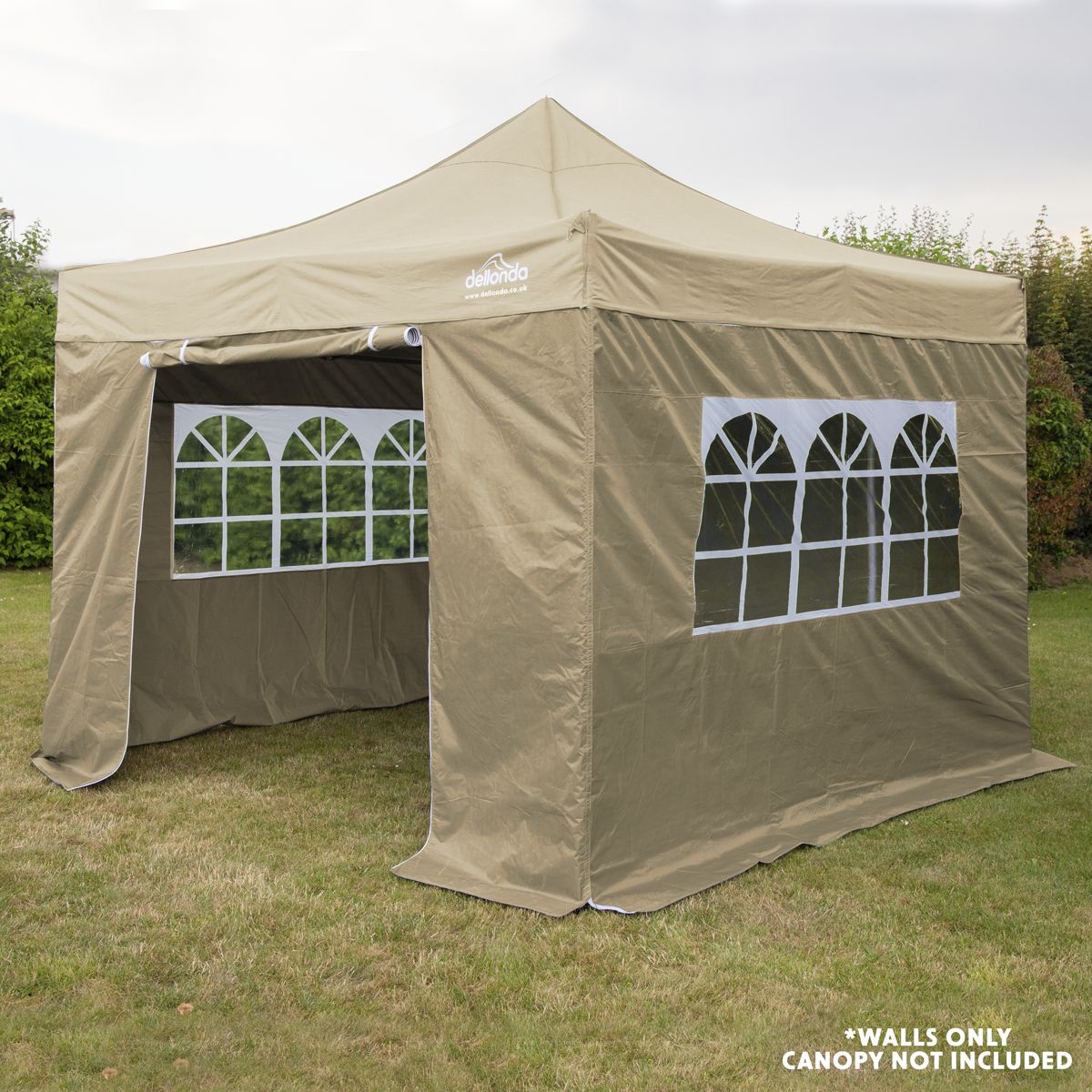 Dellonda Premium Gazebo/Marquee Side Walls/Doors/Windows, Fits 3 x 3m Models - Beige - Image 5