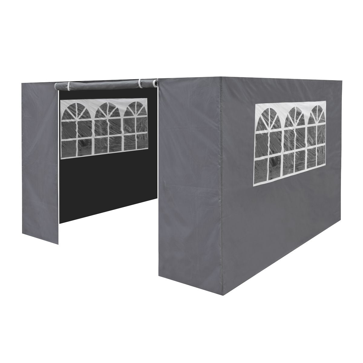 Dellonda Premium Gazebo/Marquee Side Walls/Doors/Windows, Fits 3 x 3m Models - Grey - Image 1
