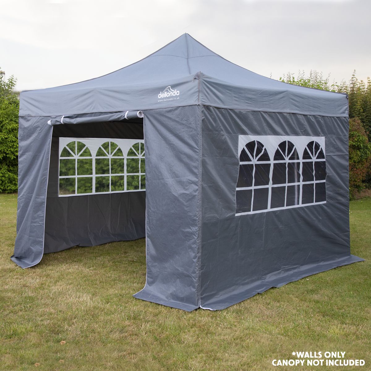 Dellonda Premium Gazebo/Marquee Side Walls/Doors/Windows, Fits 3 x 3m Models - Grey - Image 5