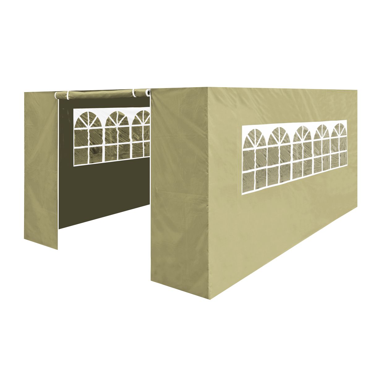 Dellonda Premium Side Walls/Doors/Windows for Gazebo/Marquee, Fits 3 x 4.5m Models - Beige - Image 1