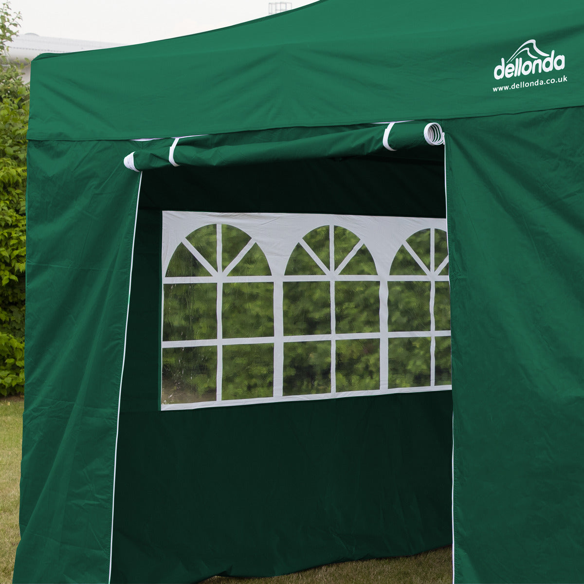 Dellonda Premium 3x3m Pop-Up Gazebo & Side Walls, PVC Coated, Water-Resistant Fabric with Carry Bag, Rope, Stakes & Weight Bags - Green DG166