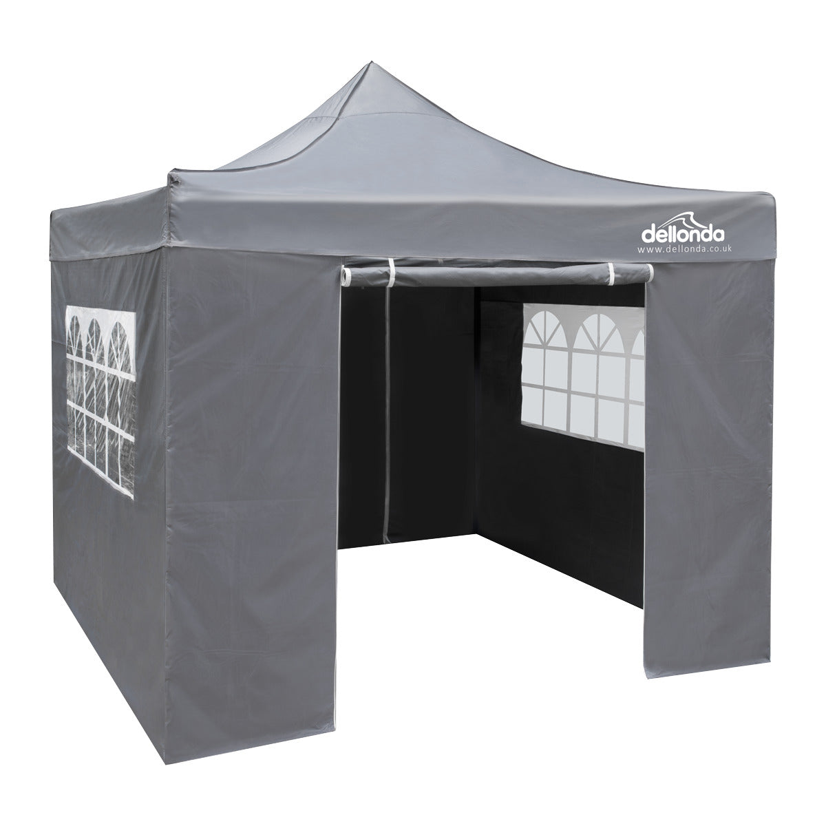 Dellonda Premium 3x3m Pop-Up Gazebo & Side Walls, PVC Coated, Water-Resistant Fabric with Carry Bag, Rope, Stakes & Weight Bags - Grey DG167
