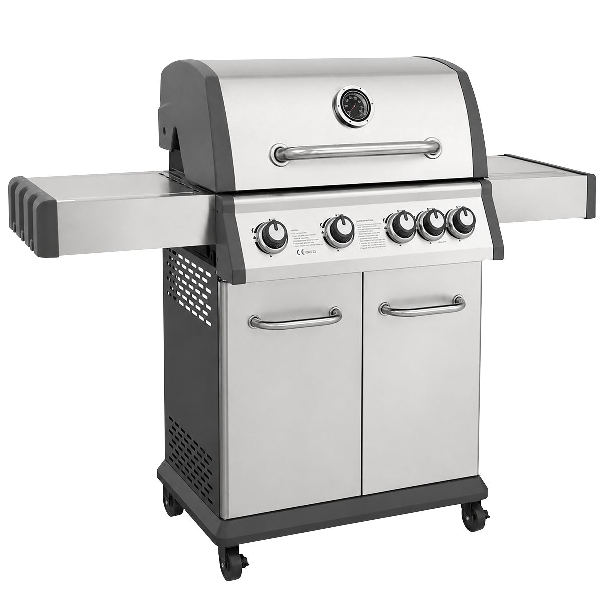 Dellonda 4+1 Burner Deluxe Gas BBQ Grill with Piezo Ignition & Thermometer - Stainless Steel DG17