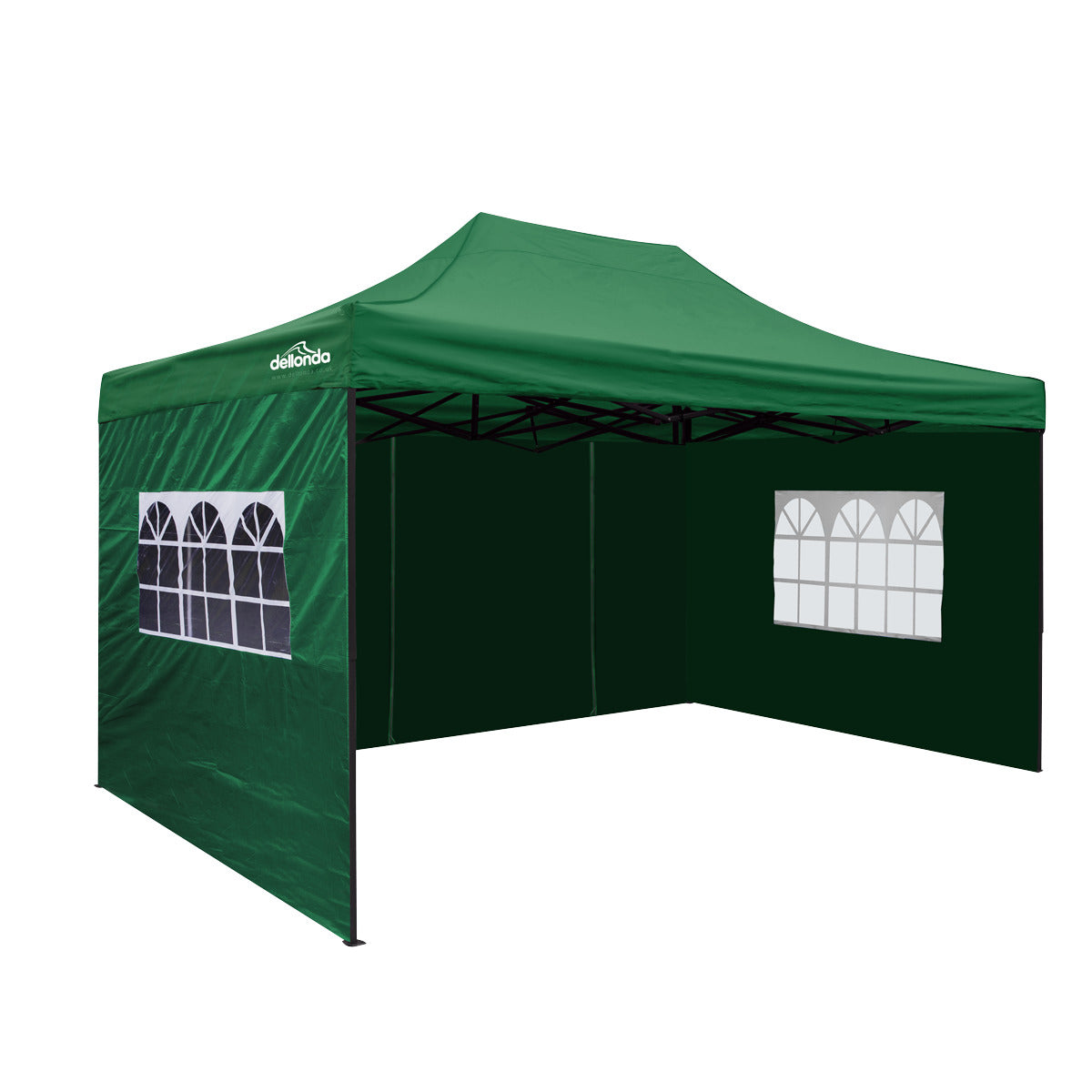 Dellonda Premium 3x4.5m Pop-Up Gazebo & Side Walls, PVC Coated, Water-Resistant Fabric with Carry Bag, Rope, Stakes & Weight Bags - Green DG170