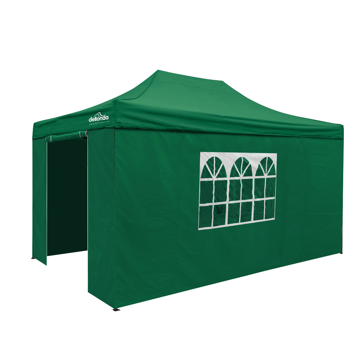 Dellonda Premium 3x4.5m Pop-Up Gazebo & Side Walls, PVC Coated, Water-Resistant Fabric with Carry Bag, Rope, Stakes & Weight Bags - Green DG170
