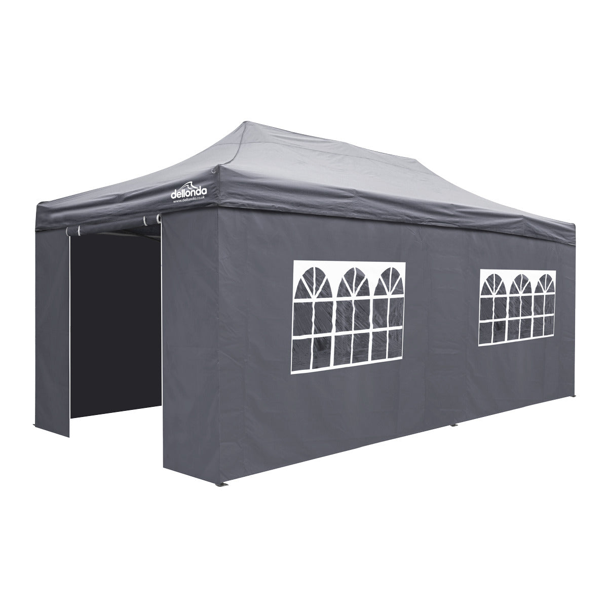 Dellonda Premium 3x6m Pop-Up Gazebo & Side Walls, PVC Coated, Water-Resistant Fabric with Carry Bag, Rope, Stakes & Weight Bags - Grey DG175