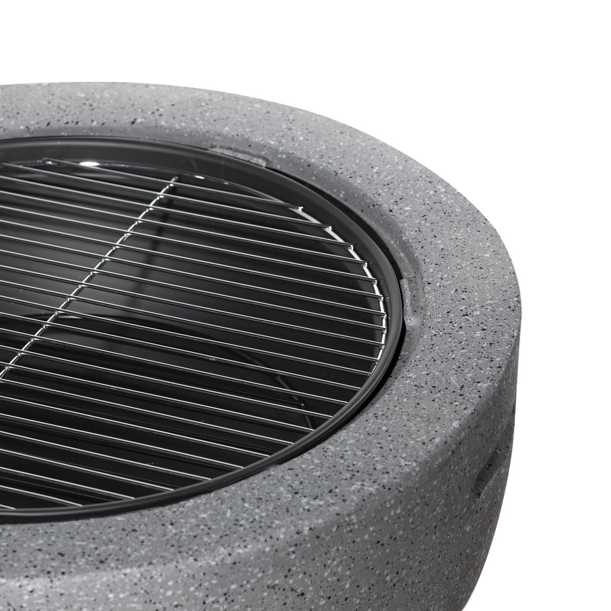 Dellonda Round MgO Fire Pit with BBQ Grill & Safety Mesh Screen 60cm - Dark Grey DG189