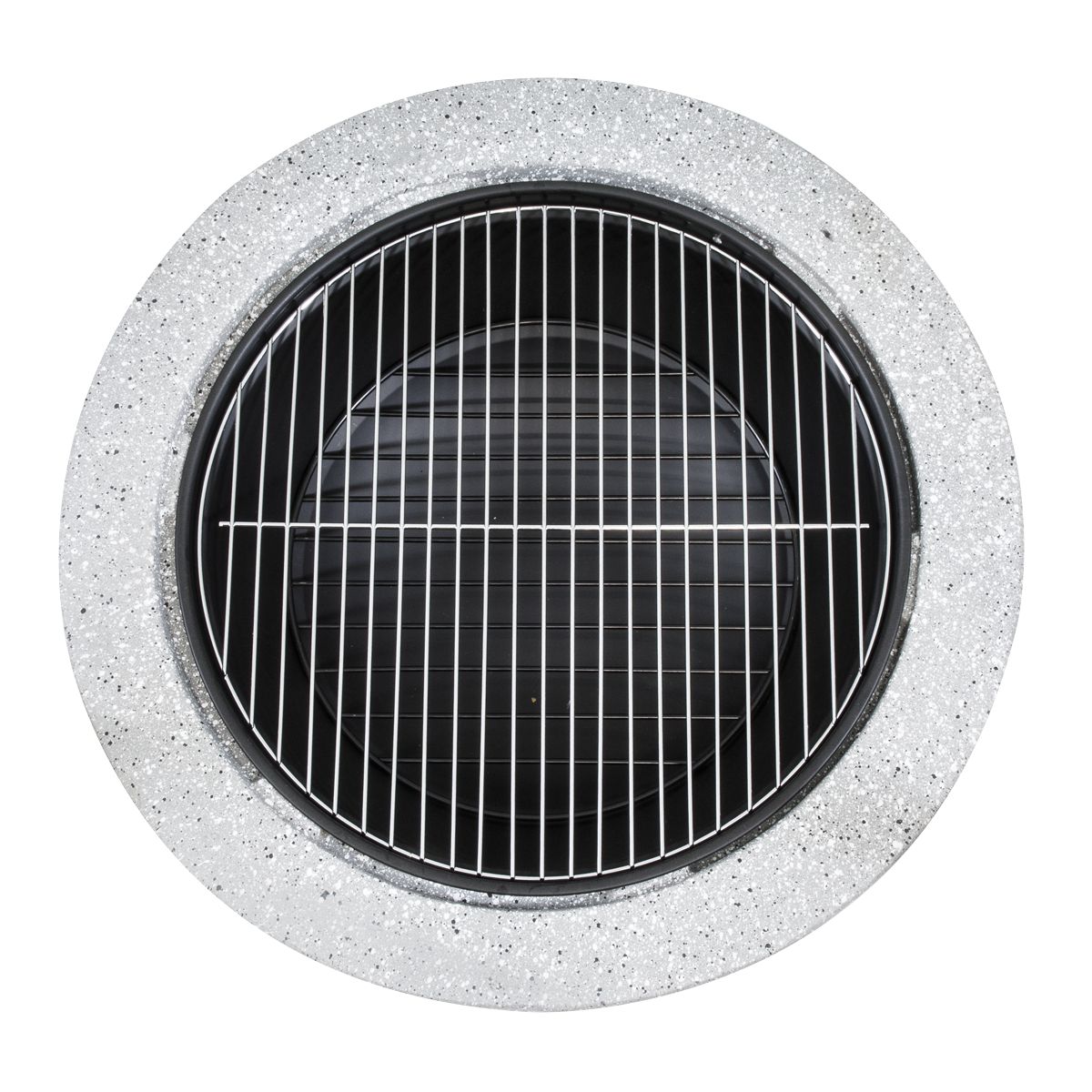 Dellonda Round MgO Fire Pit with BBQ Grill, √ò75cm, Safety Mesh Screen - Light Grey - Image 6