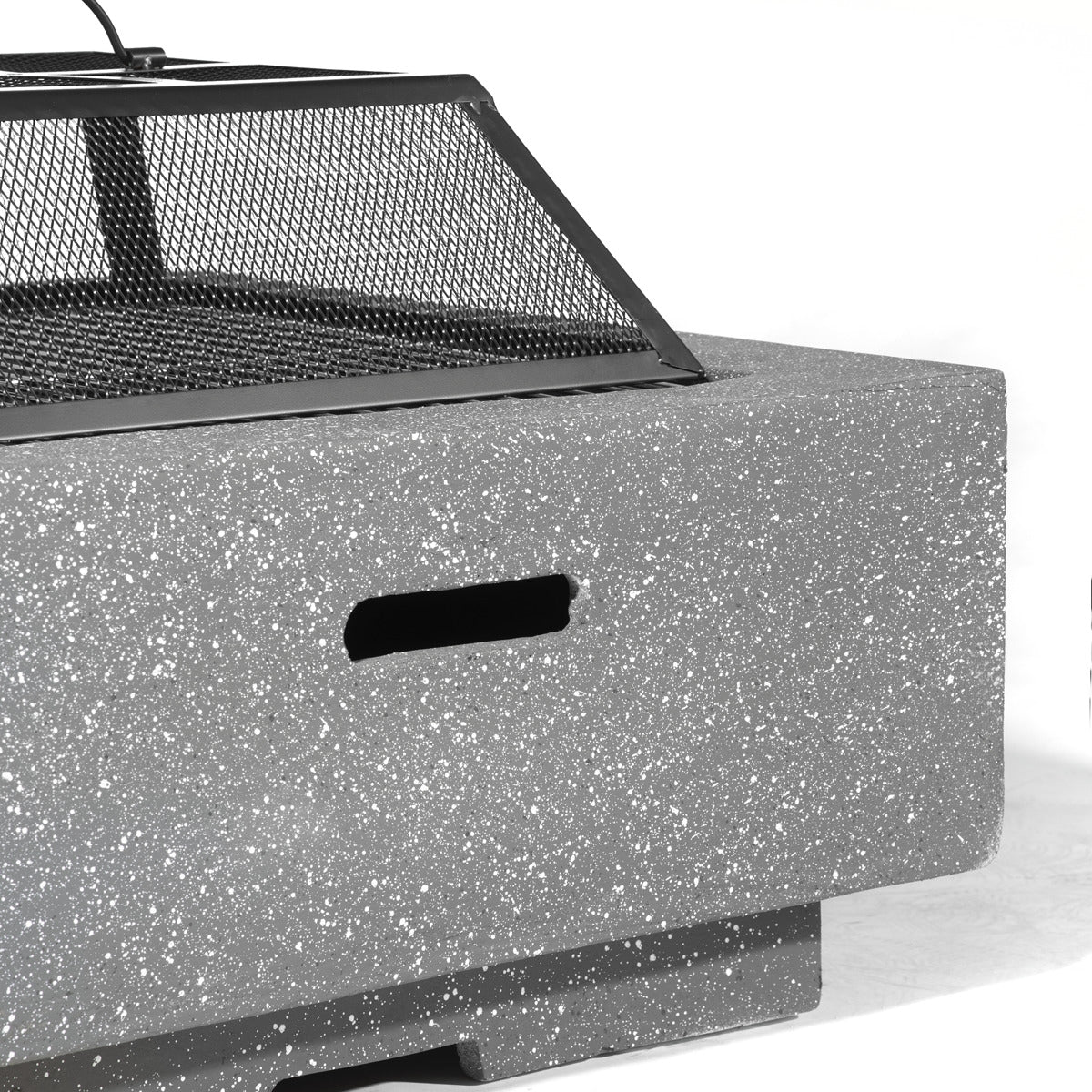 Dellonda Square MgO Fire Pit with BBQ Grill, Safety Mesh Screen - Dark Grey DG193