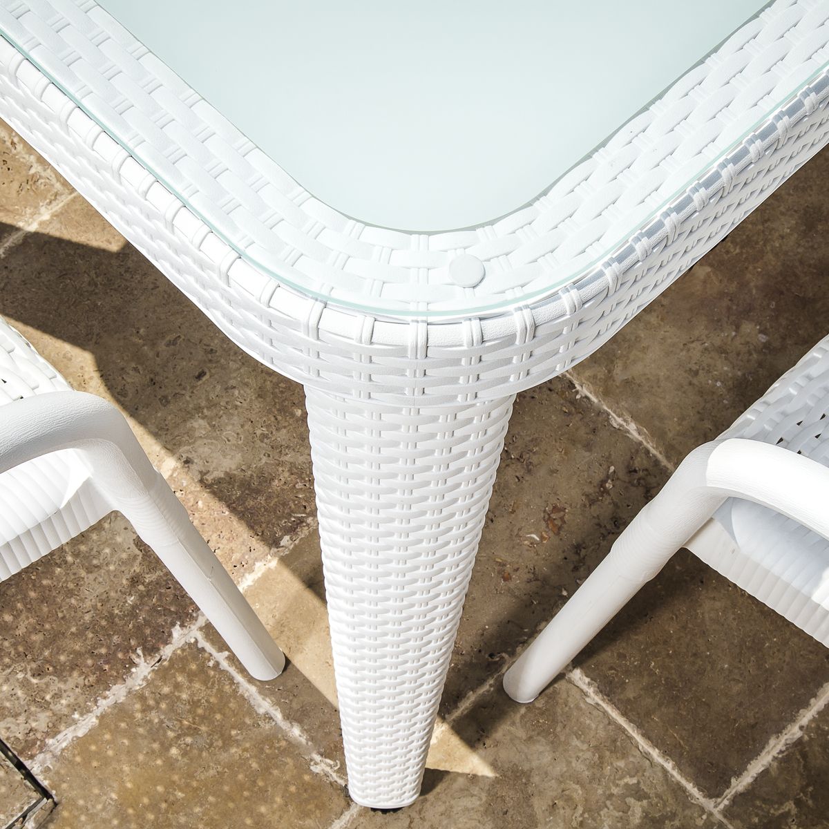 Dellonda Polypropylene/Fibreglass Dining Tables 150 x 90 x 76cm - Ivory White - Image 2
