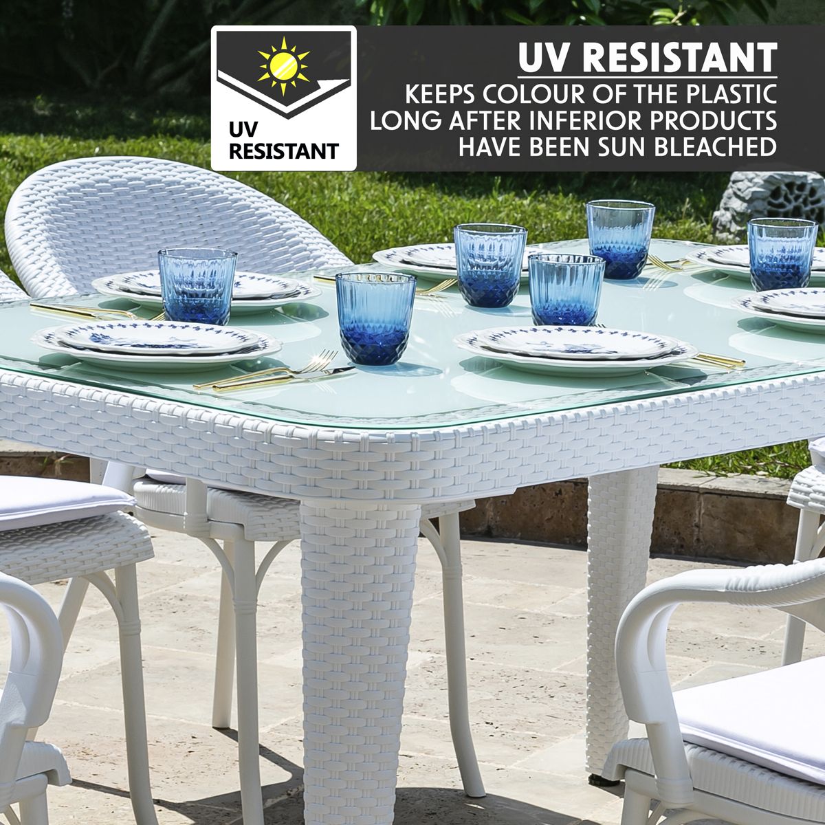 Dellonda Polypropylene/Fibreglass Dining Tables 150 x 90 x 76cm - Ivory White - Image 4