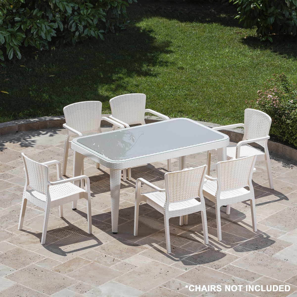 Dellonda Polypropylene/Fibreglass Dining Tables 150 x 90 x 76cm - Ivory White - Image 5