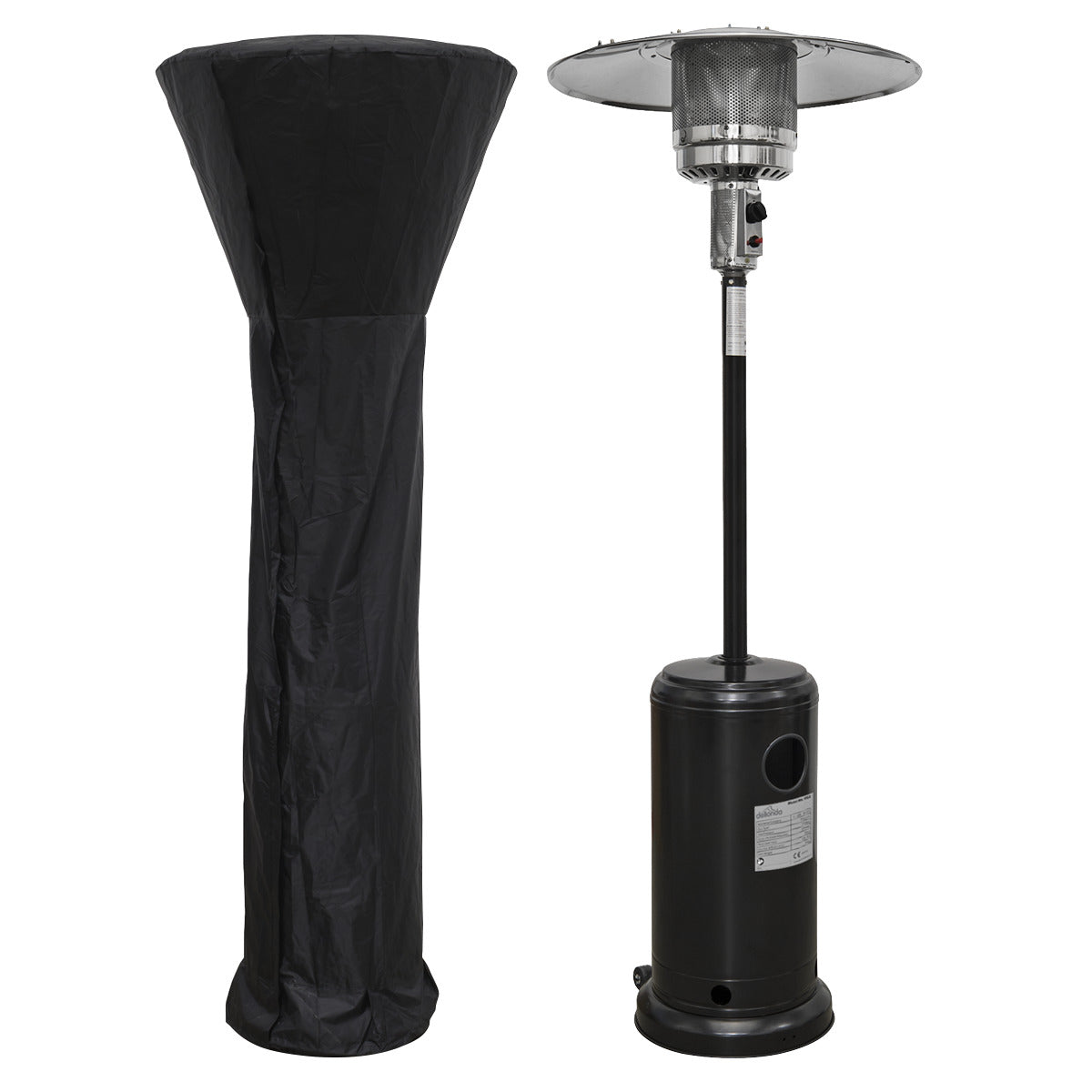 Dellonda Freestanding Gas Patio Heater 13kW with wheels for Commercial & Domestic Use, Supplied with Cover, Black DG220