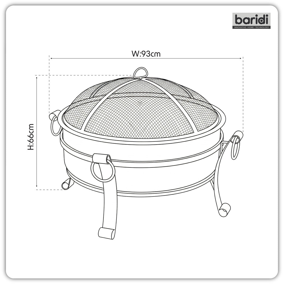 Dellonda Deluxe 2-in-1 Outdoor Fire Pit/Coffee Table with Drawstring Cover 93cm Antique Bronze Effect DG237