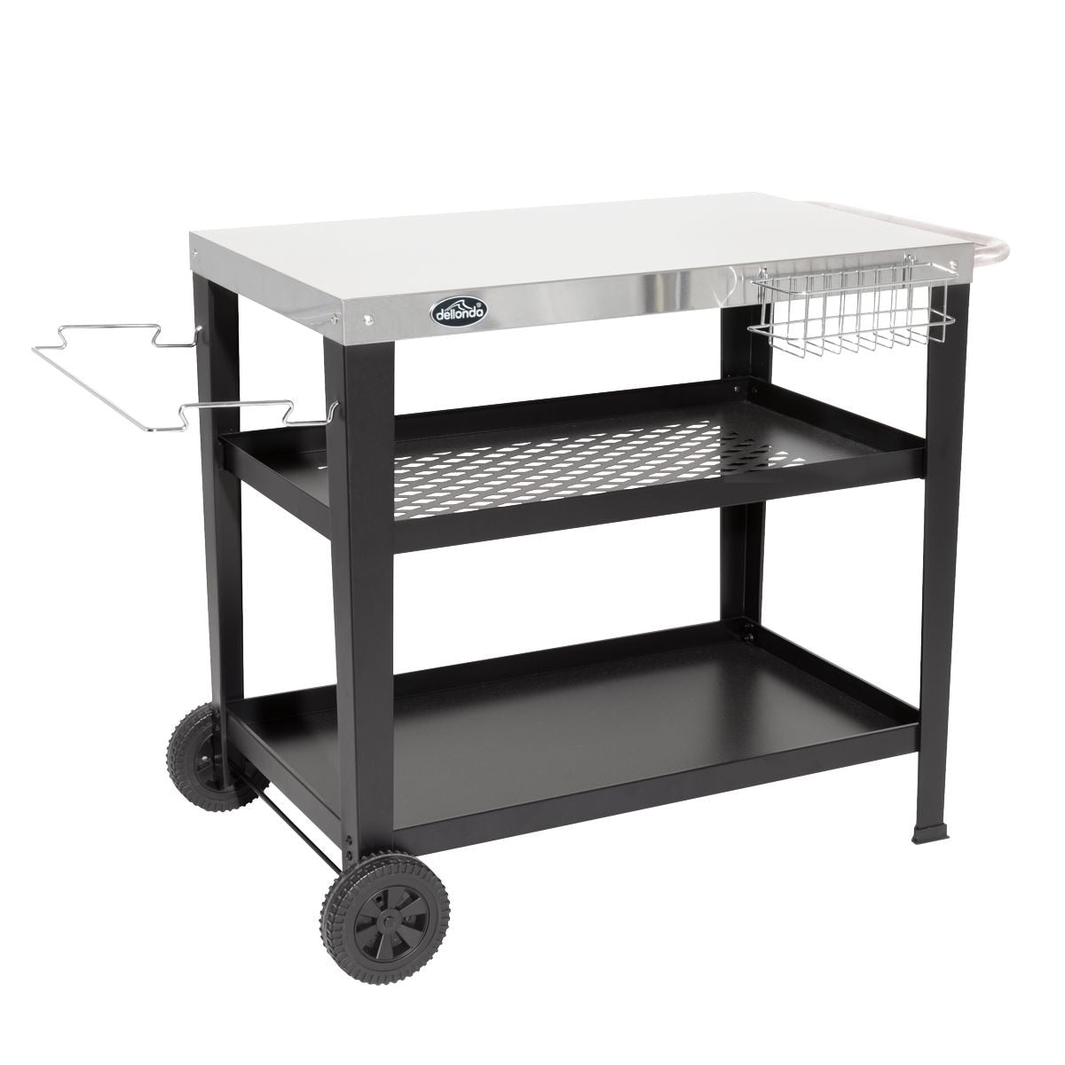Dellonda Plancha Trolley with Utensil Holder - Stainless Steel Top - DG263
