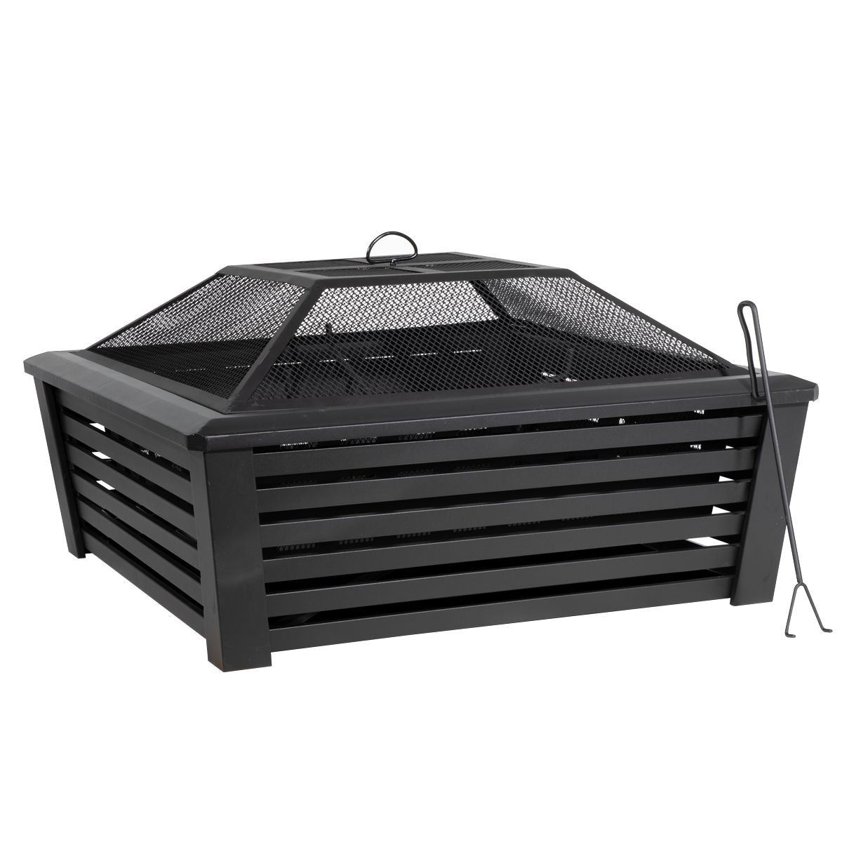 Dellonda 35" Square Outdoor Fire Pit, Black - DG43