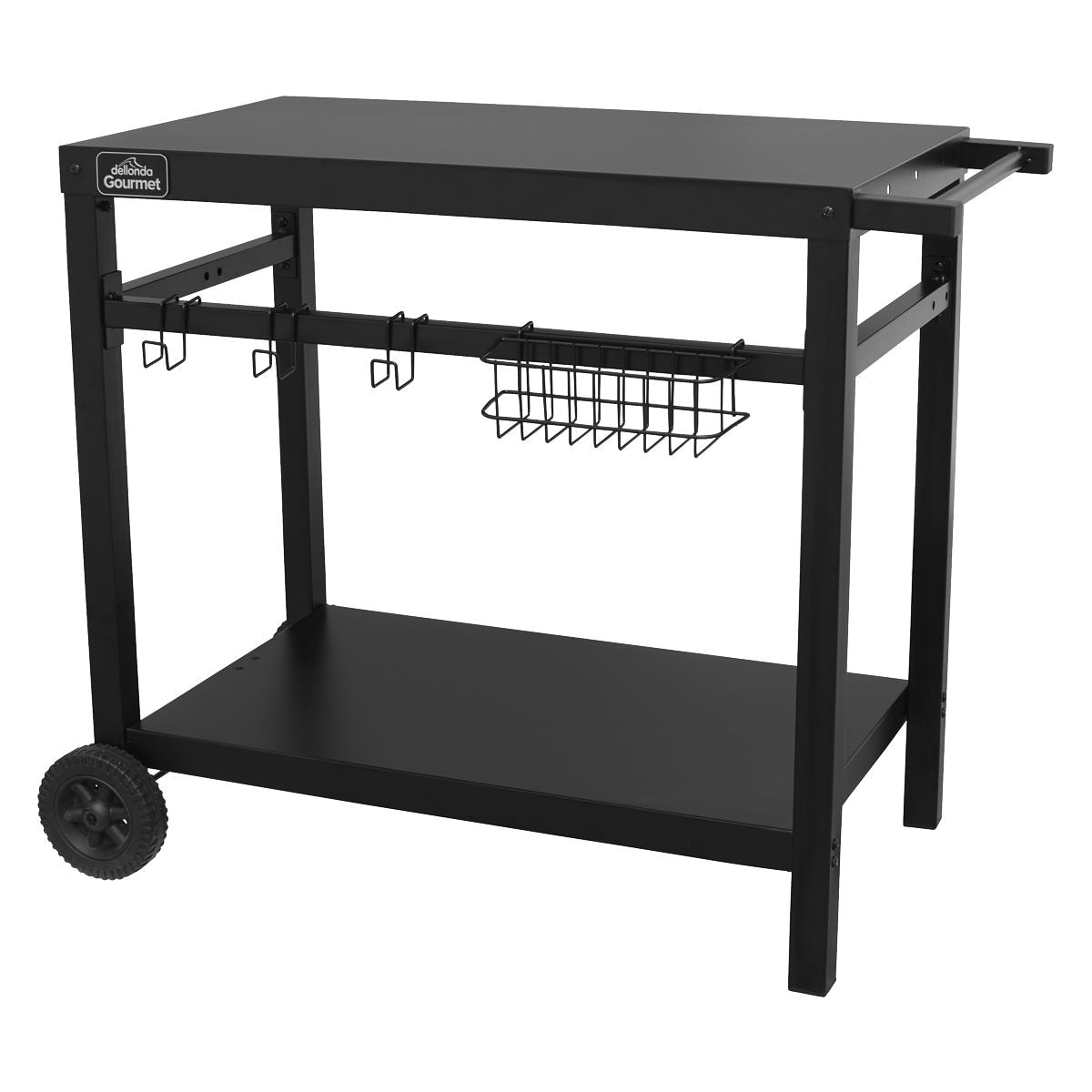 Dellonda Plancha Trolley with Utensil Holder - Black - DG45