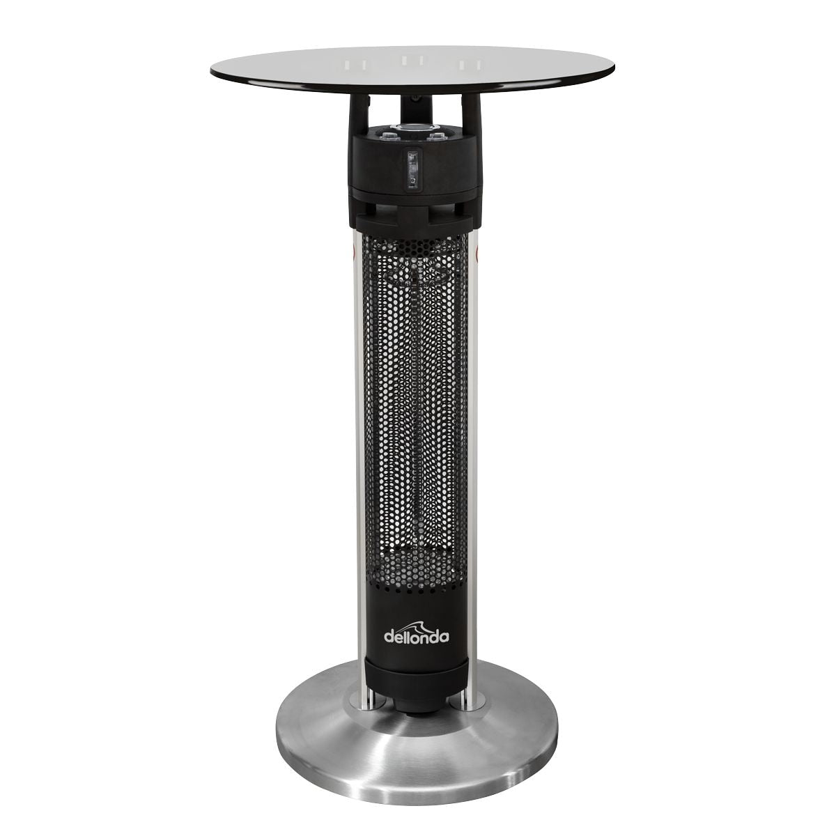 Dellonda Bistro Table with 1600W Heater, 95cm, Black/Stainless Steel - DG63