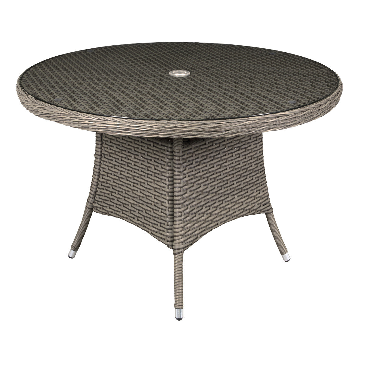 Dellonda Chester Rattan Wicker Round Outdoor Dining Table with Tempered Glass Top DG66