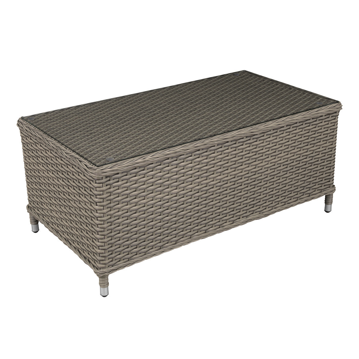 Dellonda Chester Rattan Wicker Outdoor Balcony Table with Tempered Glass Top DG71