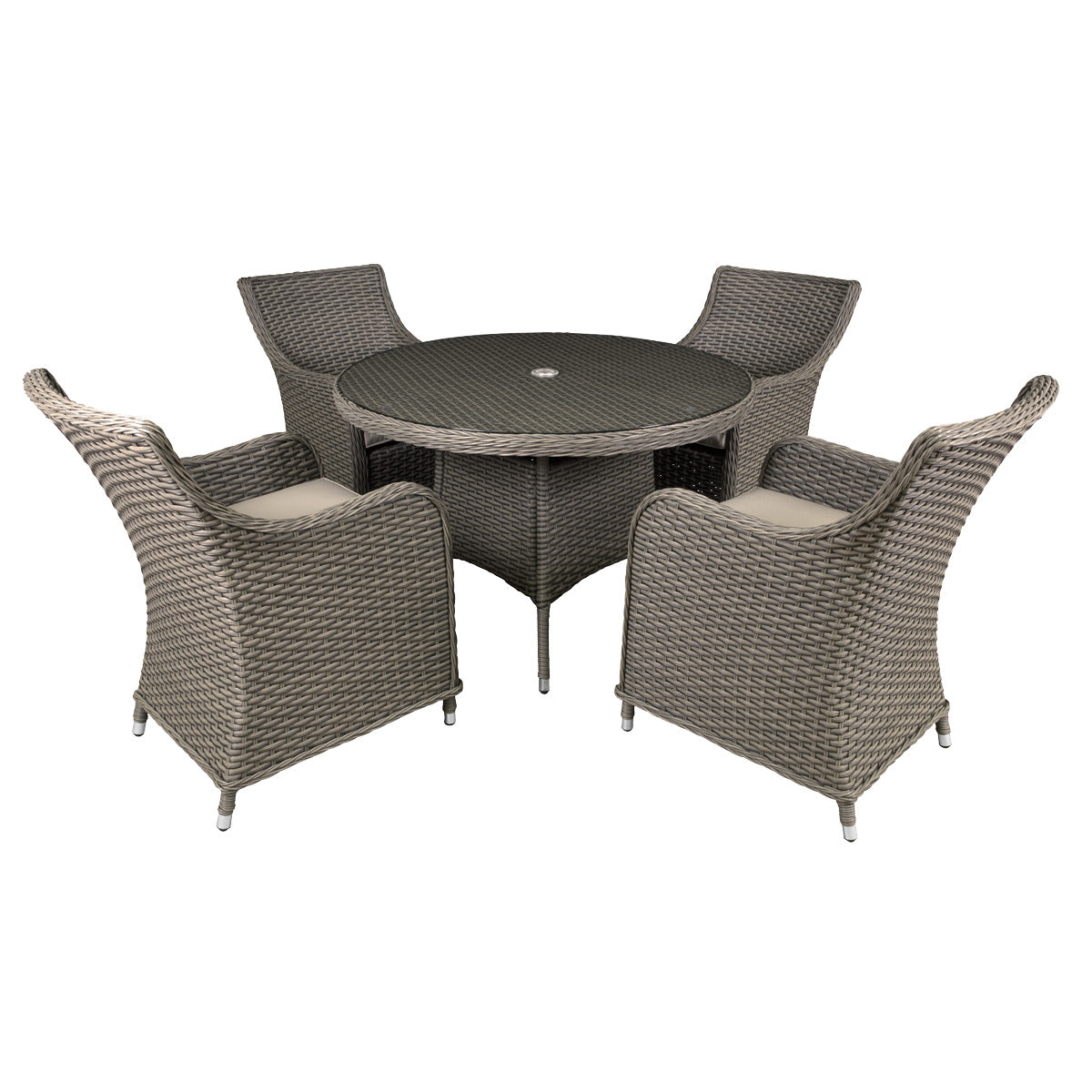 Dellonda Chester Rattan Wicker Outdoor Dining Set with Tempered Glass Tabletop 5pc DG84