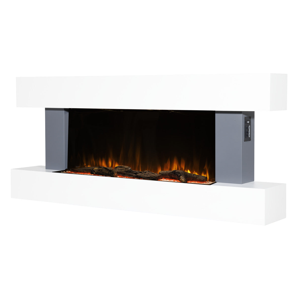 Baridi Wall Mounting Electric Fireplace with LED Flame Effect 52" - Grey DH112