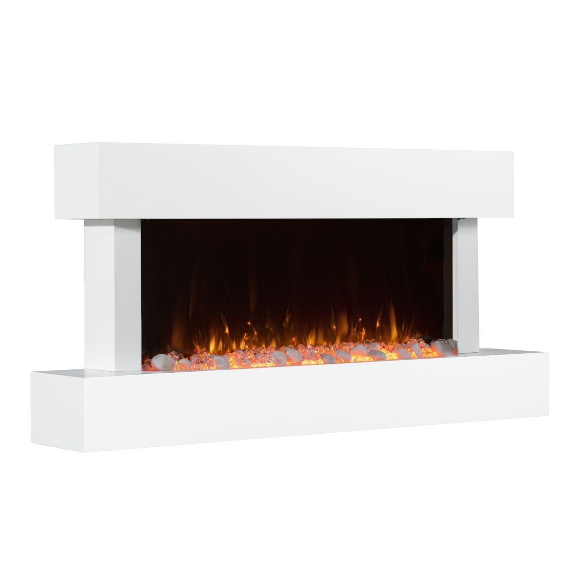 Baridi 46" Wall Mounting 1000W/2000W Electric Fireplace with LED Flame Effects, White