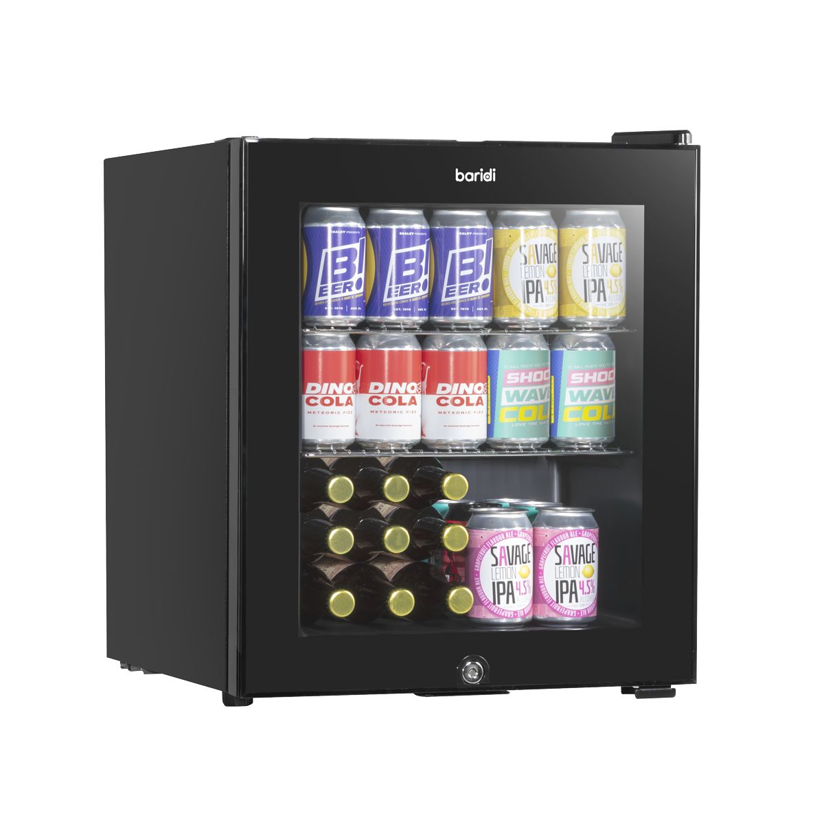 Baridi Mini Tabletop Beer & Drinks Fridge 50L Capacity - Black