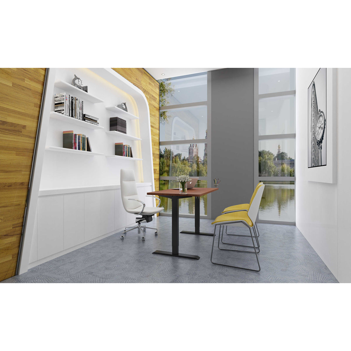 Dellonda Single Motor Ultra-Quiet Adjustable-Height Desk Frame with Digital Control Panel 70kg Capacity - Black DH18