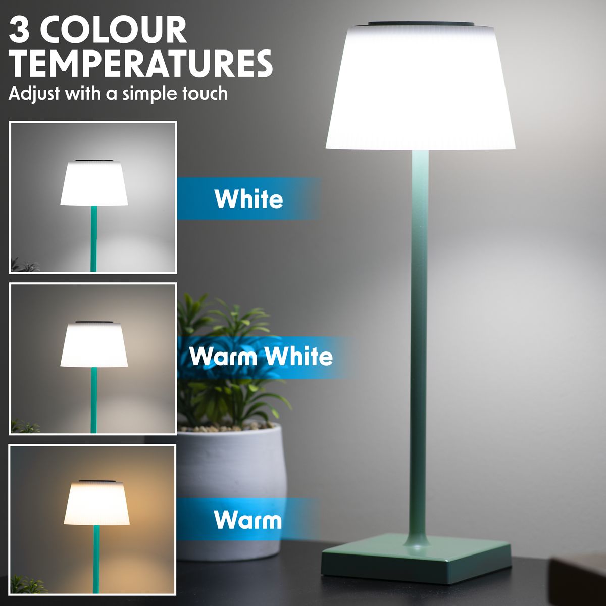 Dellonda Rechargeable Table Lamp for Home Office Restaurant RGB Colours - Image 9