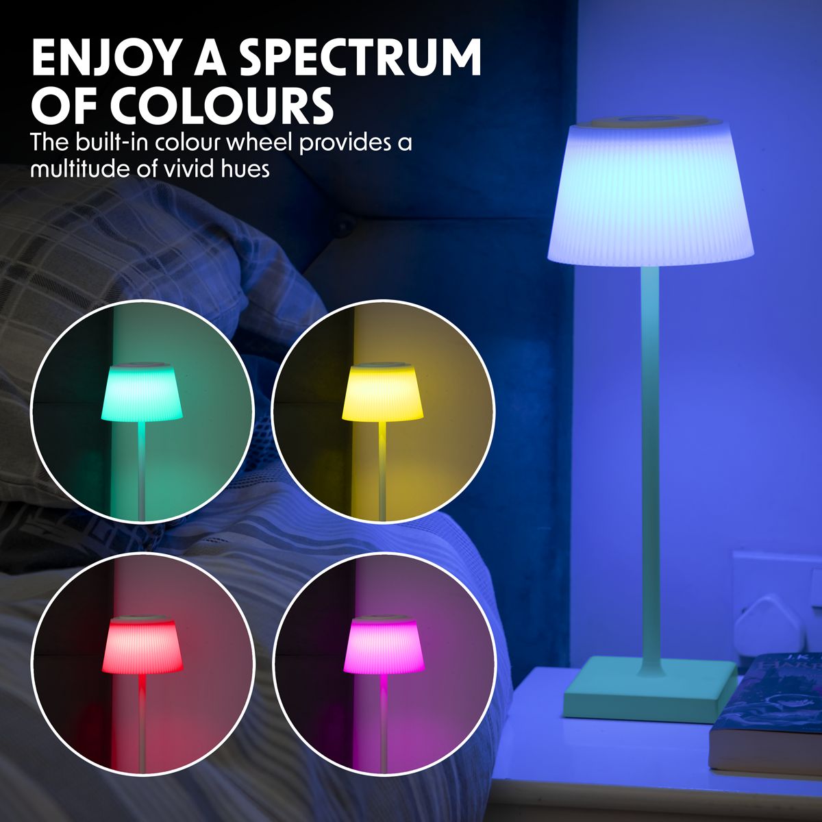 Dellonda Rechargeable Table Lamp for Home Office Restaurant RGB Colours - Image 10