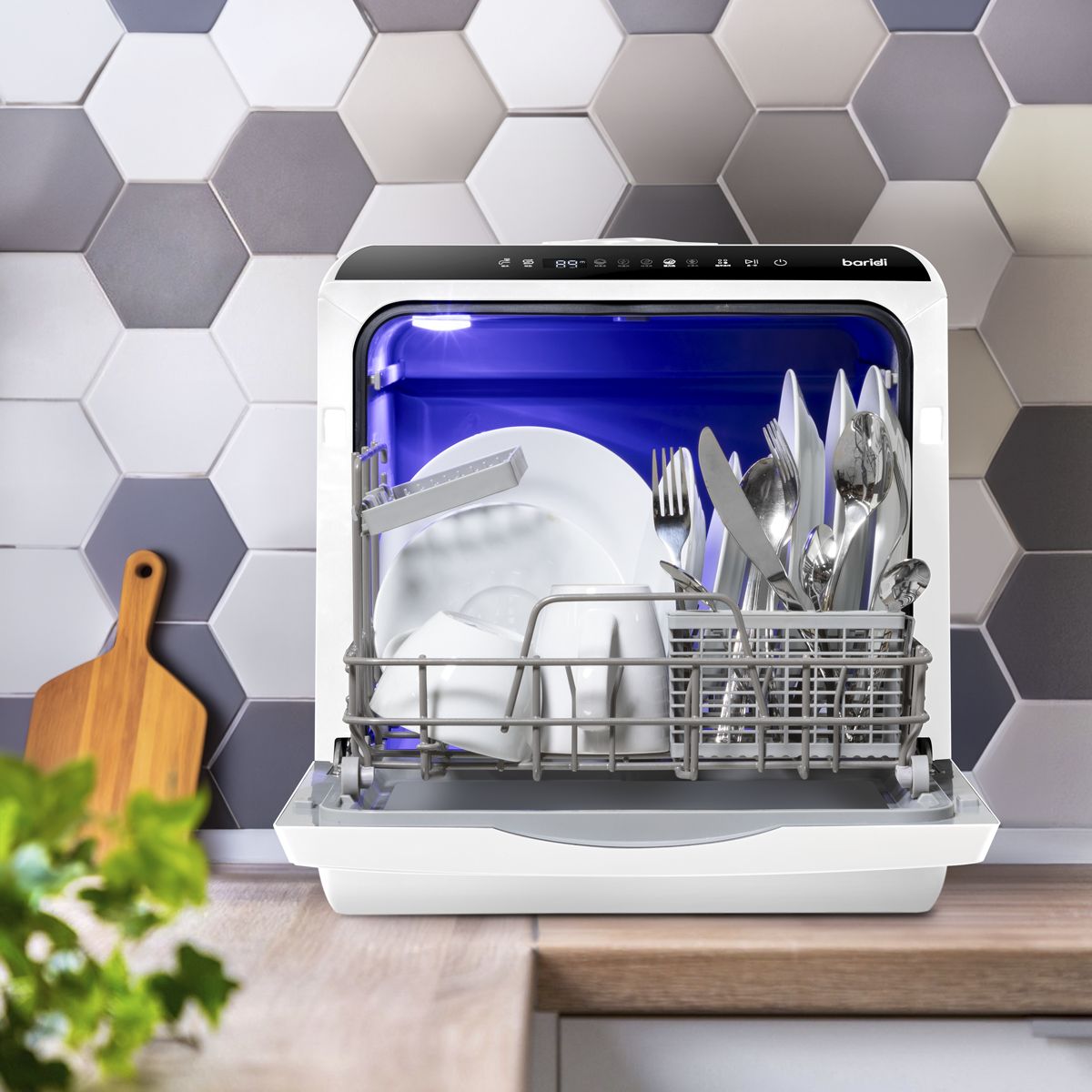 Baridi 2-4 Place Settings Mini Portable Tabletop Dishwasher, 5 Wash Functions - Image 3