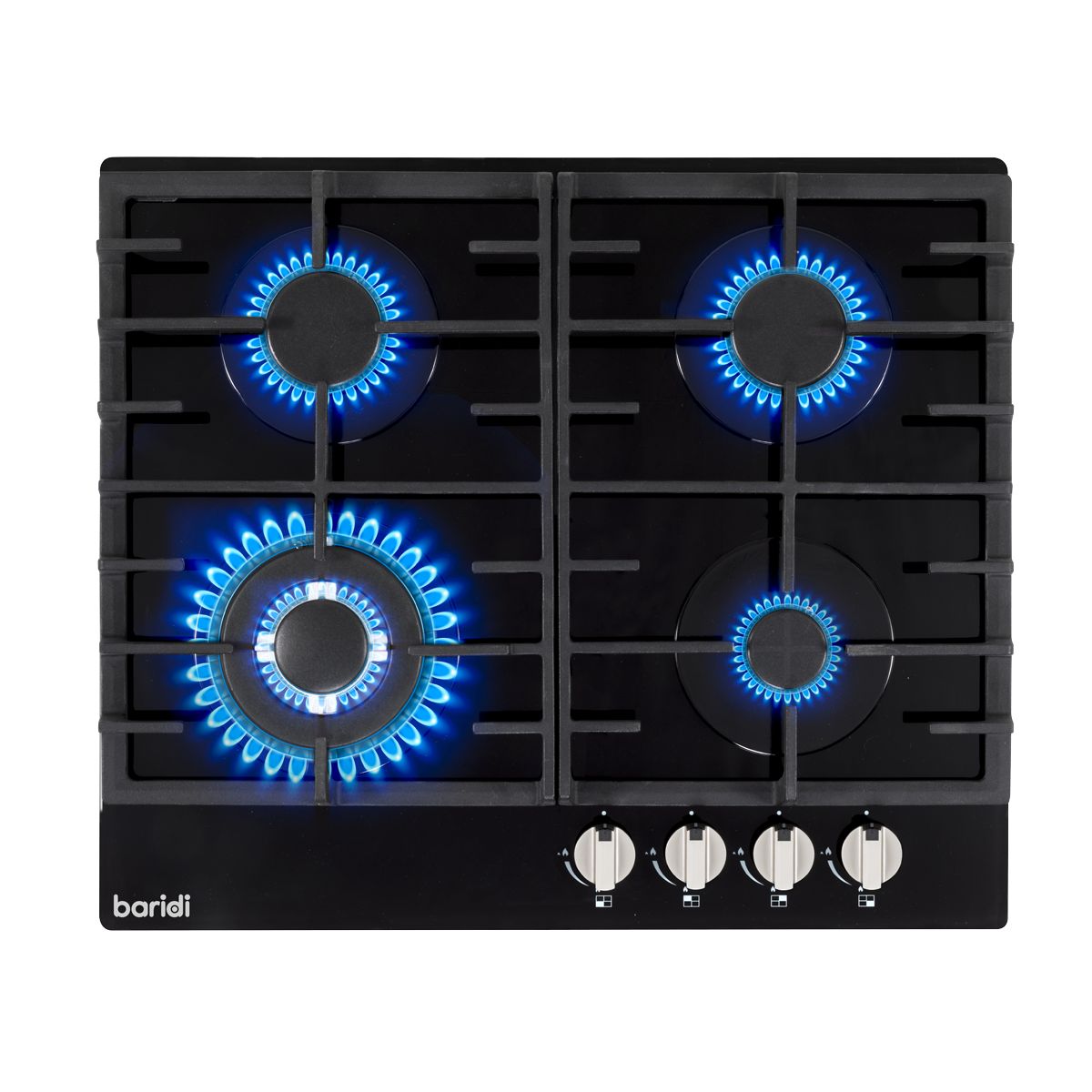 Baridi Gas Hob with 4 Cooking Zones 60cm - Black - Image 4