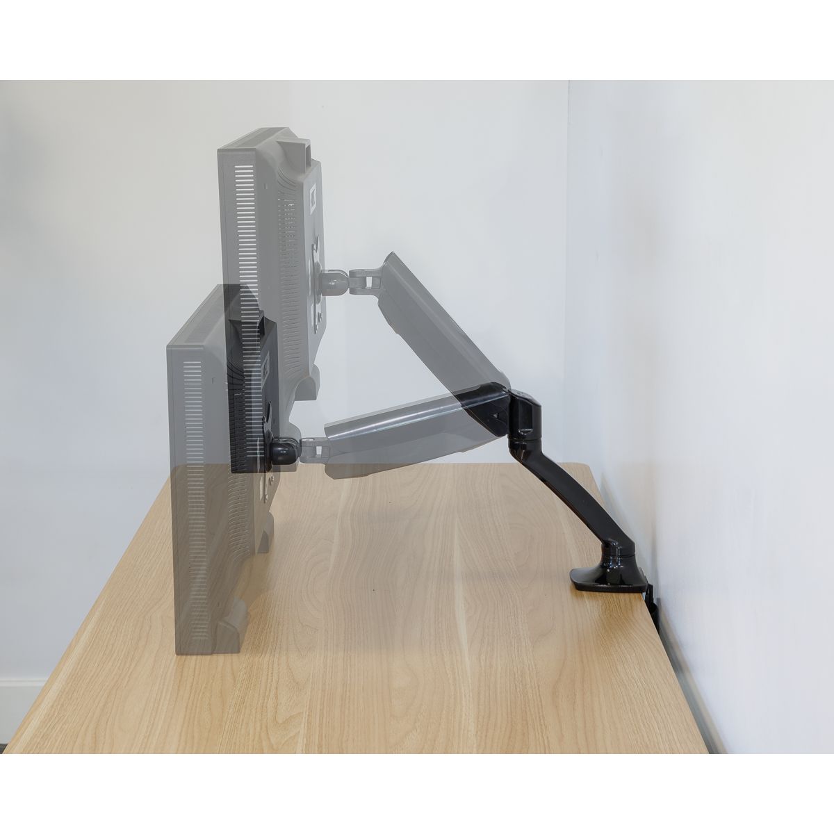 Dellonda Adjustable Single Monitor Arm with 360° Rotation - Black - Image 2