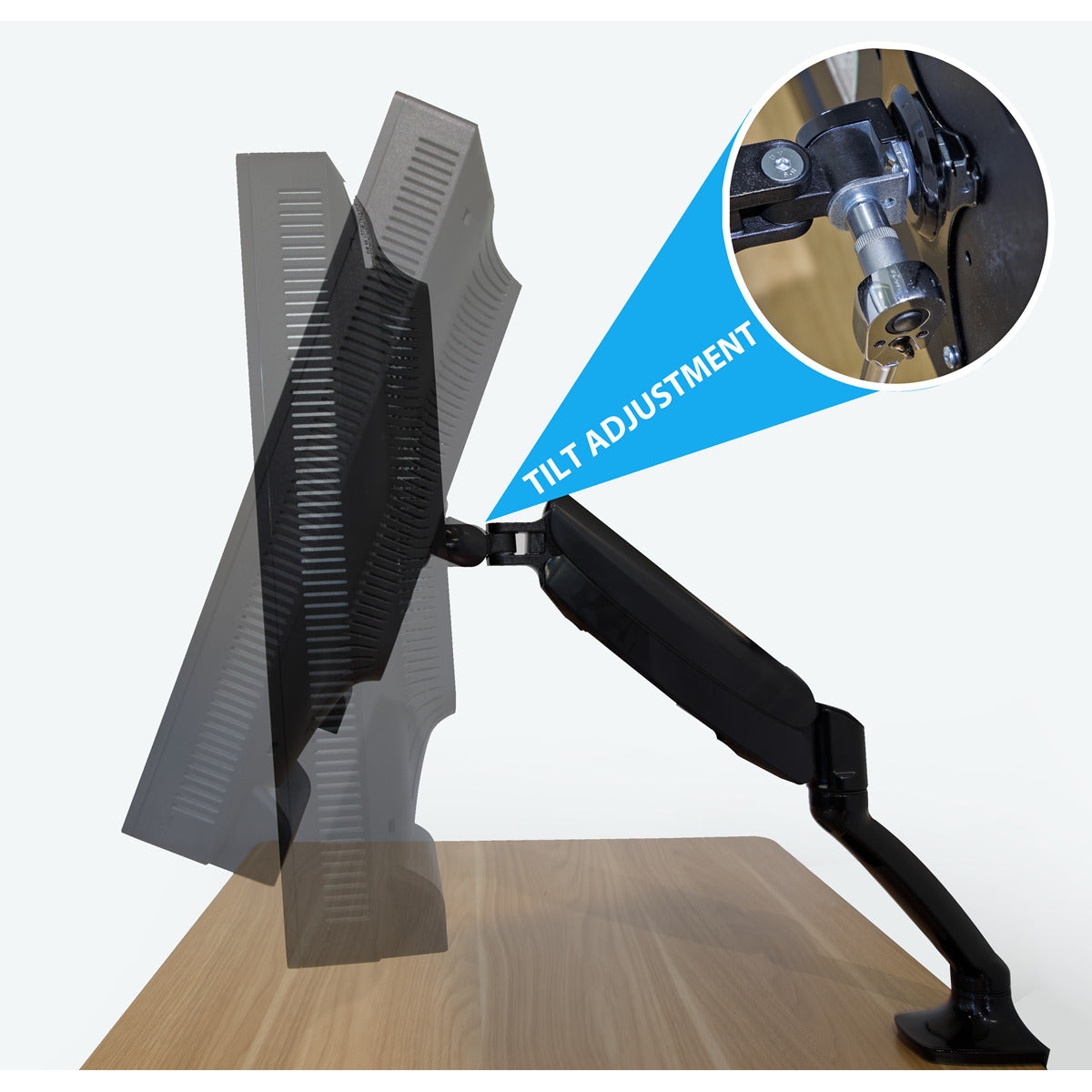 Dellonda Adjustable Single Monitor Arm with 360° Rotation - Black DH24