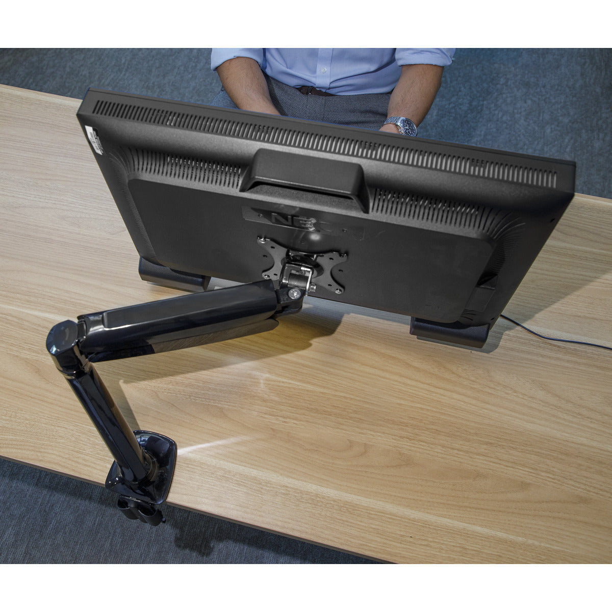 Dellonda Adjustable Single Monitor Arm with 360° Rotation - Black DH24