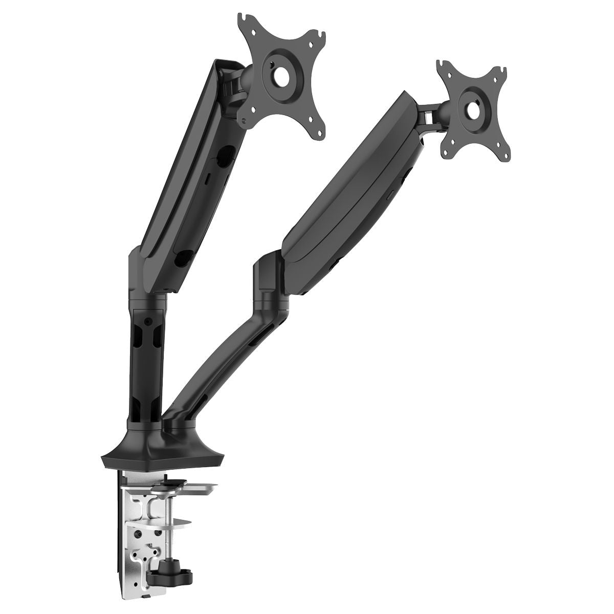 Dellonda Adjustable Double Monitor Arm with 360° Rotation - Black - Image 1