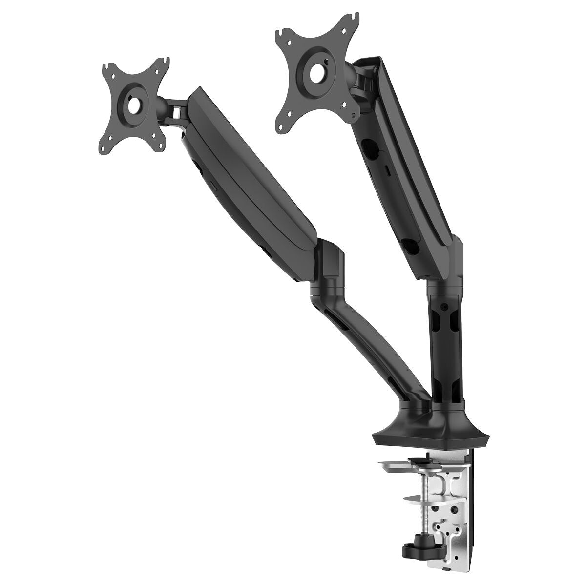 Dellonda Adjustable Double Monitor Arm with 360° Rotation - Black - Image 2