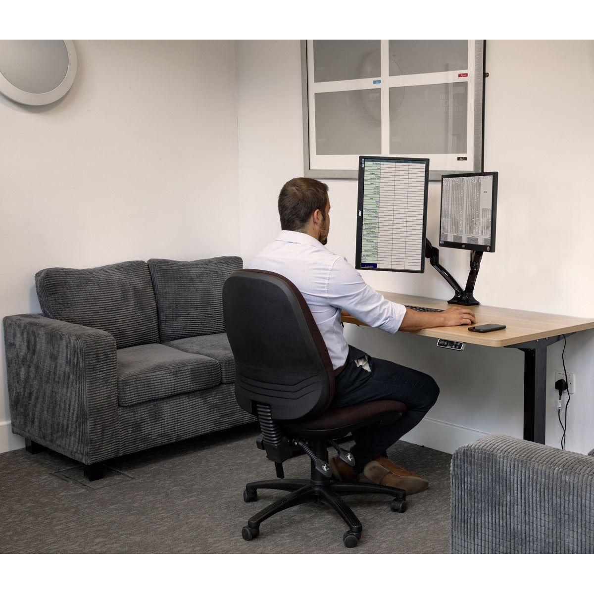 Dellonda Adjustable Double Monitor Arm with 360° Rotation - Black DH25