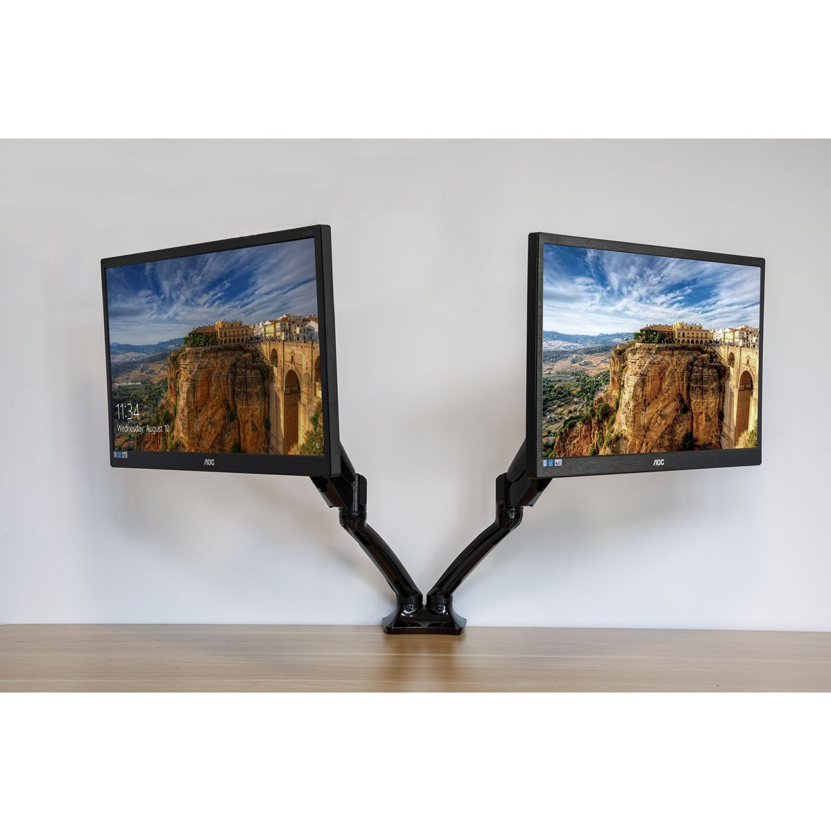 Dellonda Adjustable Double Monitor Arm with 360° Rotation - Black - Image 6