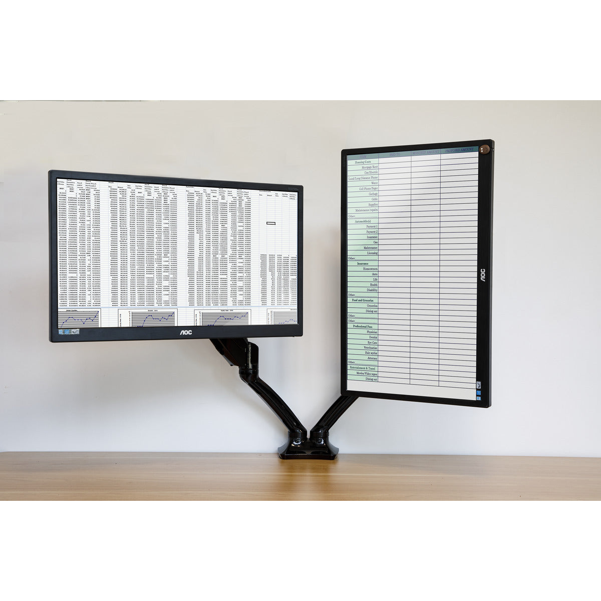 Dellonda Adjustable Double Monitor Arm with 360° Rotation - Black DH25